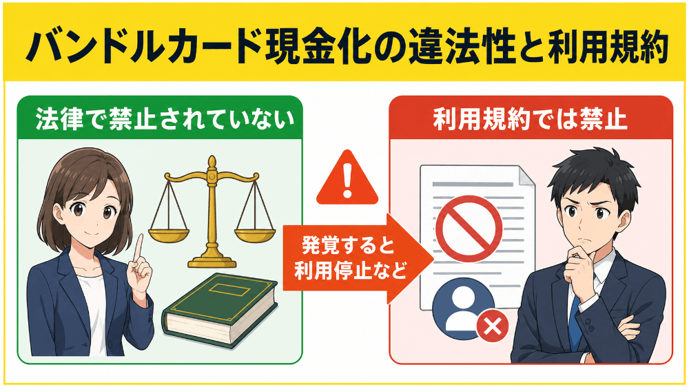 バンドルカード現金化の違法性と利用規約