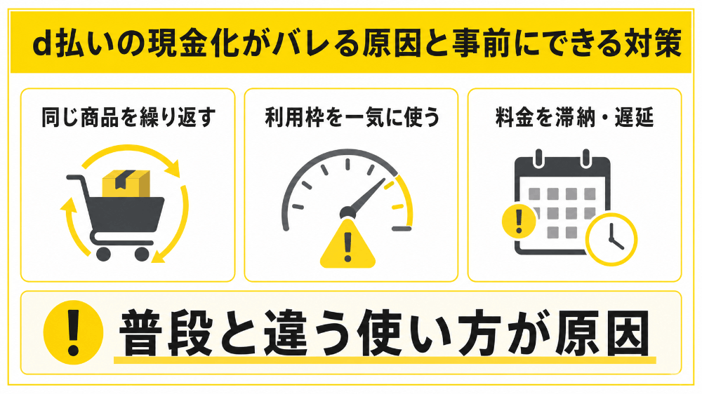 d払いの現金化がバレる原因と事前にできる対策