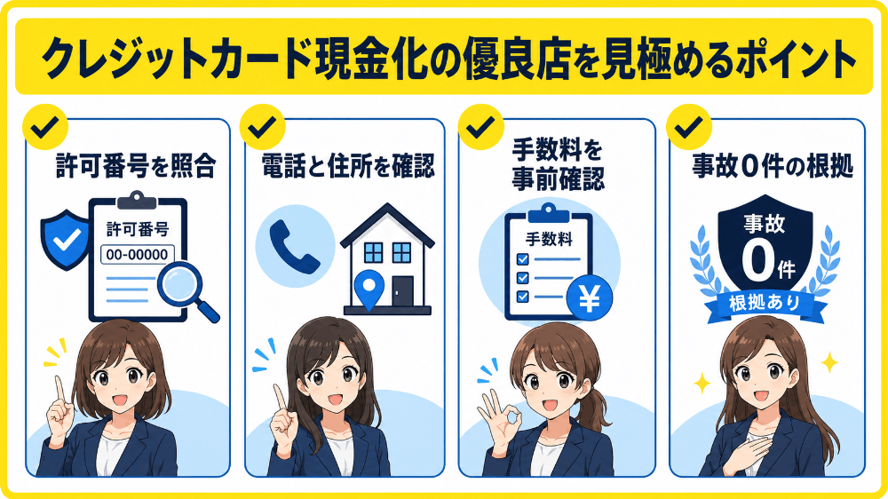 クレジットカード現金化の優良店を見極めるポイント